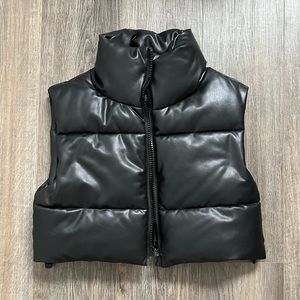 Leather puffer vest